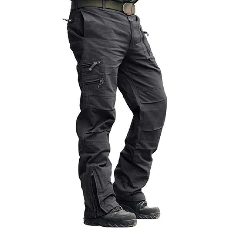 Men's Cargo Pants Outdoors Style Tactical Pants Male Camo Jogger Plus Size Cotton Many Pocket Men Camouflage Black Trousers