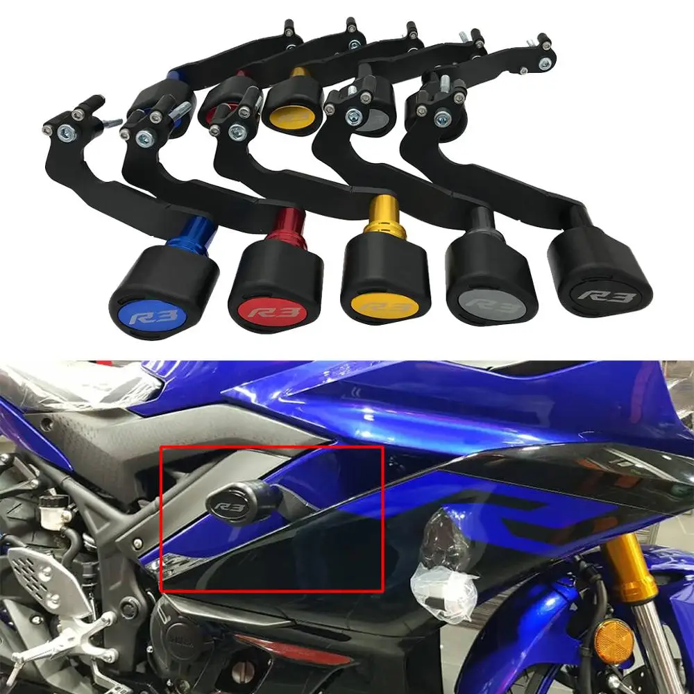 SEMSPEED Motorcycle CNC YZF-R3 YZF R3 2023 2022 2019 2020 2021 Engine Crash Pads Exhaust Sliders Body Protector For YAMAHA R3