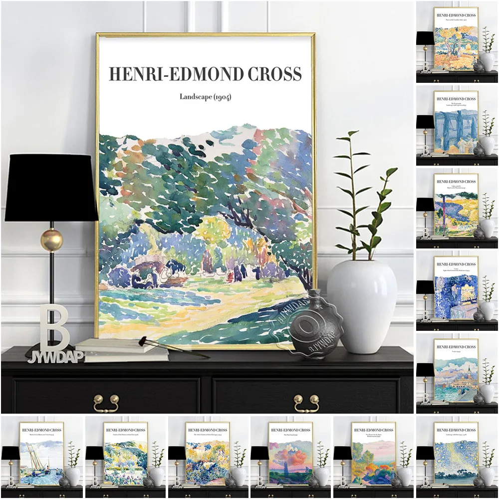 Henri Edmond Cross Exhibition Museum Poster, Retro Landscape Wall Art Canvas Painting, Prints Living Room Bedroom Home Decor