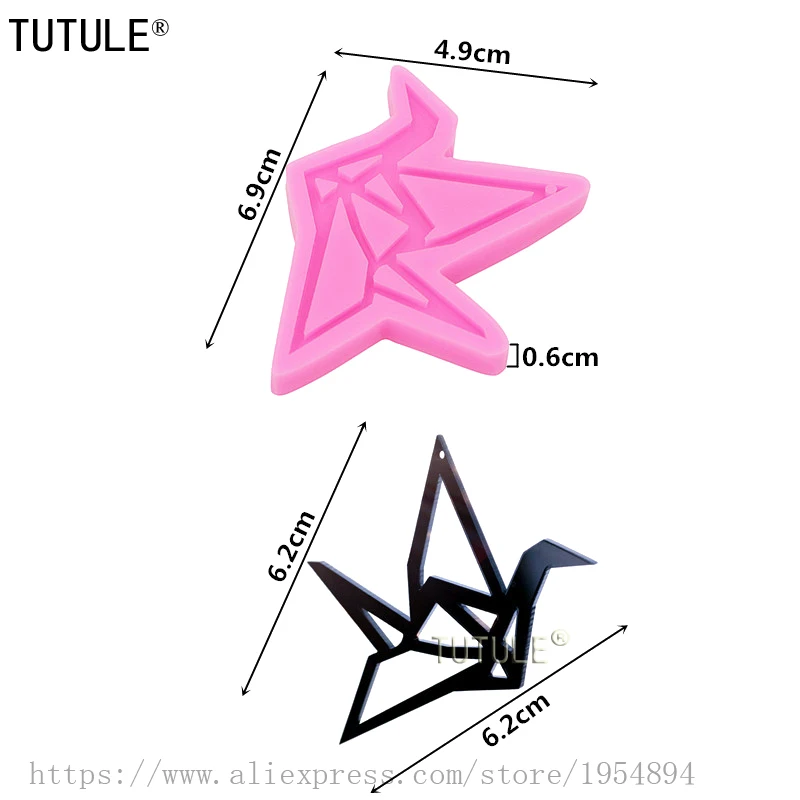 paper crane Silicone Mold,Origami crane necklace Craft Mold-Fondant Polymer cake Clay Mold,earring keychain mould,Jewelry mold