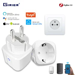 Tuya ZigBee 3.0 inteligentne wtyczka zasilania 16A aplikacja bezprzewodowa gniazdo z pilotem miernik zużycia energii działa z Alexa Google Home