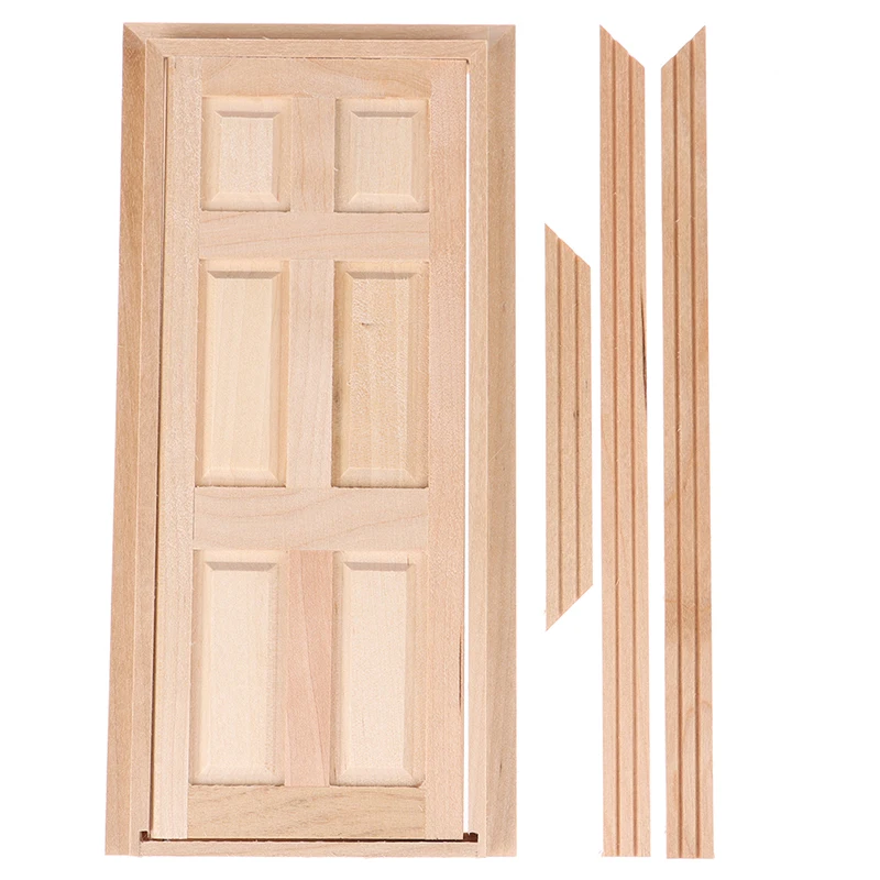 Miniaturas para casa de bonecas 1/12 painel interior porta de madeira diy acessórios de móveis