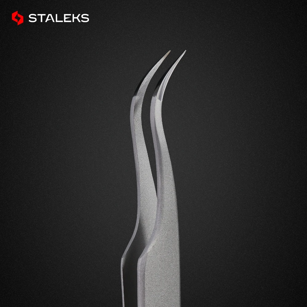 STALEKS PRO TE-41-1 Wave Pattern Embossing Tweezers Grafting Eyelashes Blooming ESD High Precise Hyper Fine AISI