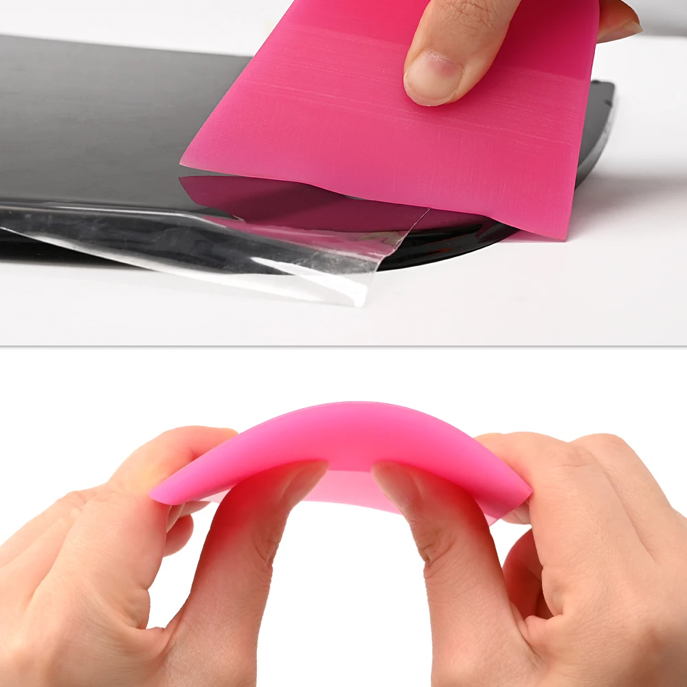 EHDIS Pink Rubber Scraper Soft PPF Wrapping Car Tools Wash Accessories Vinyl Tint Window Film Glass Water Removal Card Squeegee