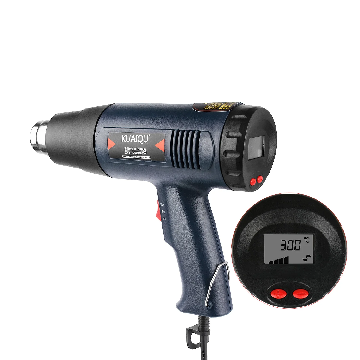 1800W Professional Electric Hot Air Gun Temperature-controlled Building Hair Dryer Heat Gun Soldering Tools Adjustable + Nozzle