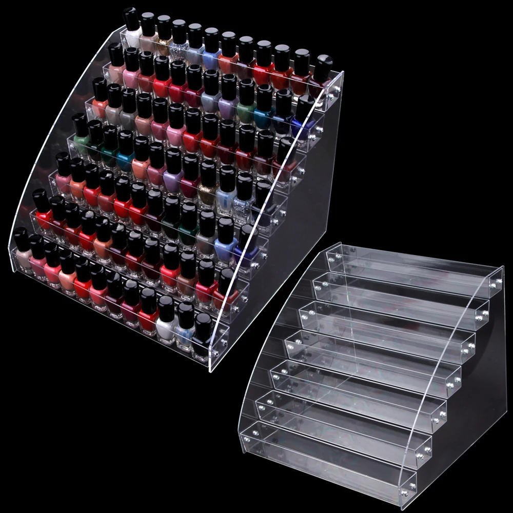 1-7Layers Nail Polish Display Stand Clear Acrylic Varnish Rack Storage Cosmetics Manicure Stand Nail Tip Holder Makeup Organizer