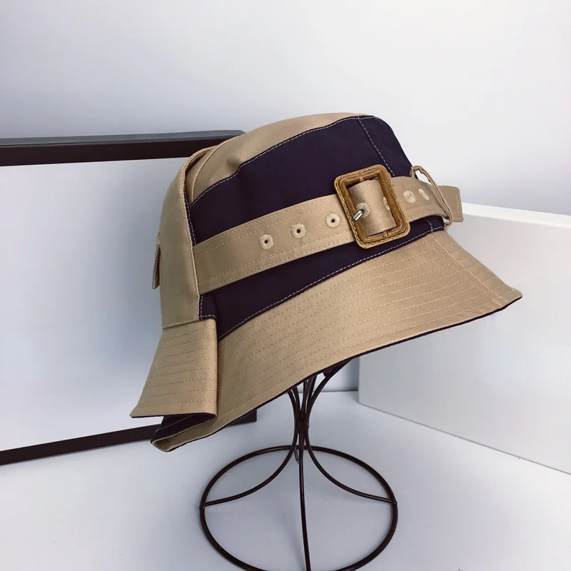 Kapelusz typu bucket dla kobiet i mężczyzn, jednolity kolor, japoński design, casualowy, modny.