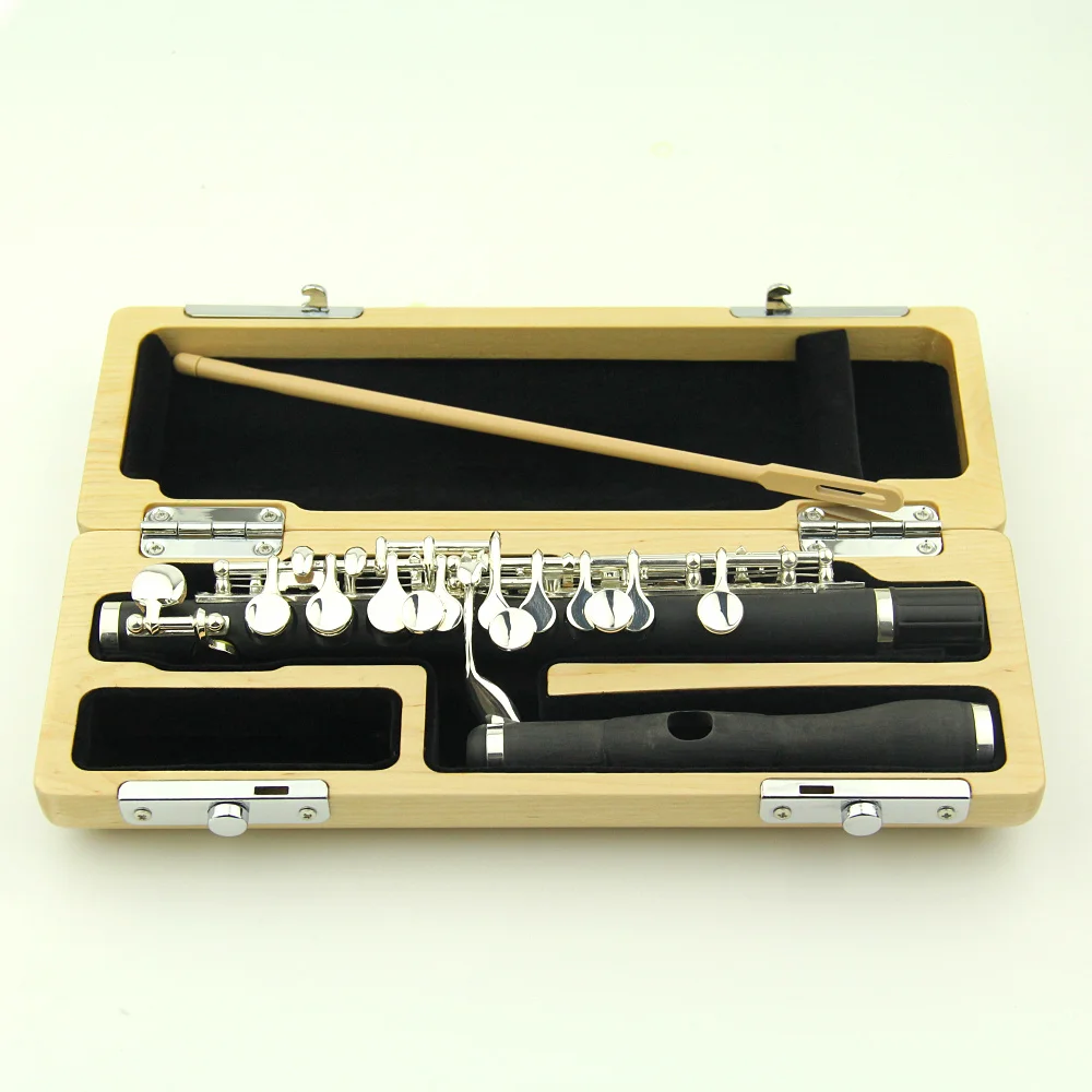 

Rubber Piccolo Flute Silver C Key Split-E Wood Case