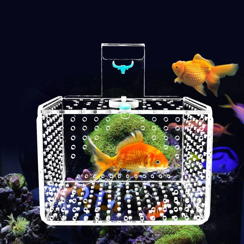 Aquarium Incubator Transparent Acylic Fish Tank Isolation Box Small Fry Breeding Box Aquatic Pet Supplies (hole Dia. 1mm/3mm)