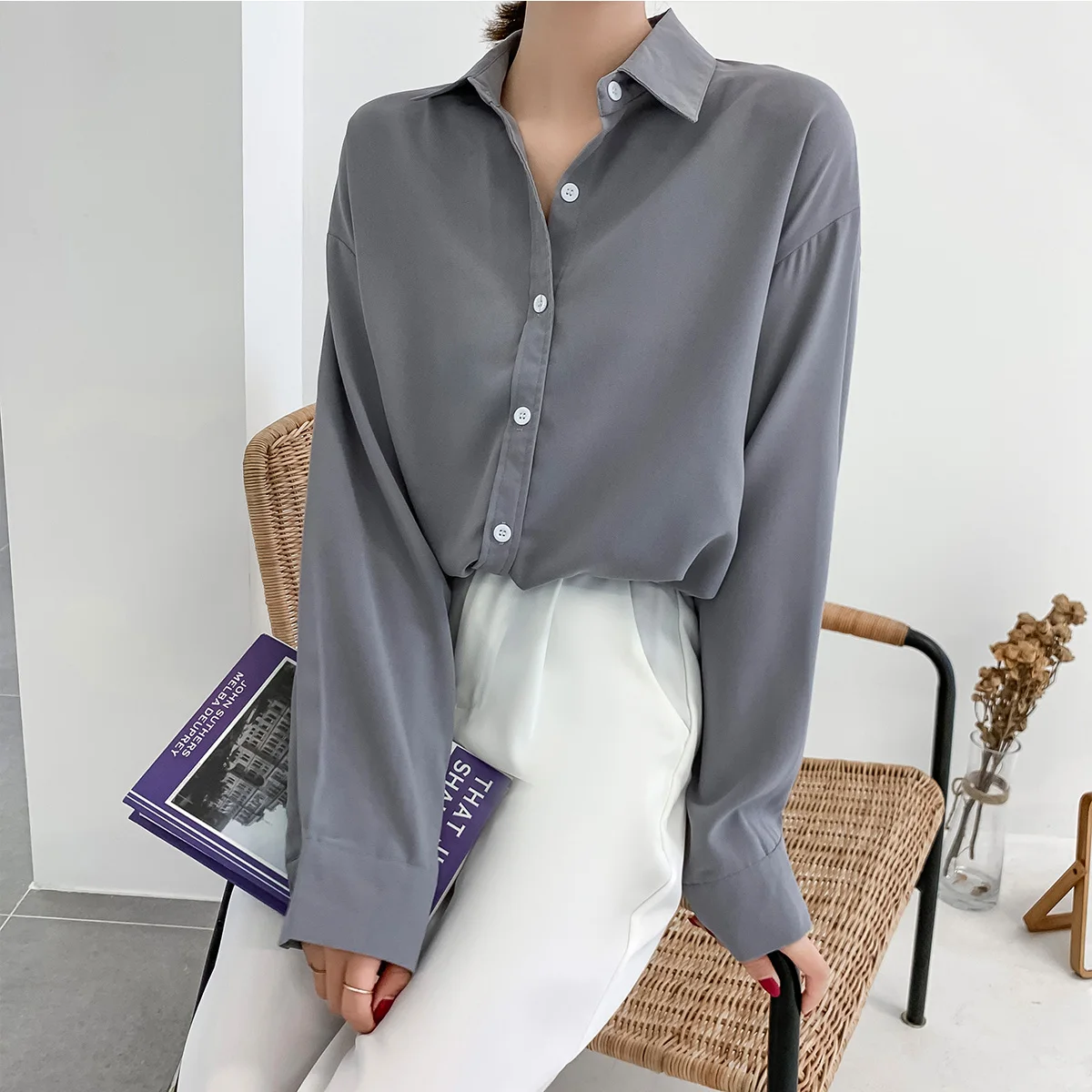 Seoulish 2021 New Spring Autumn Solid Korean OL Style Women's Shirt Blouse Top Chic Long Sleeve Turn-Down Collar Elegant Blouses