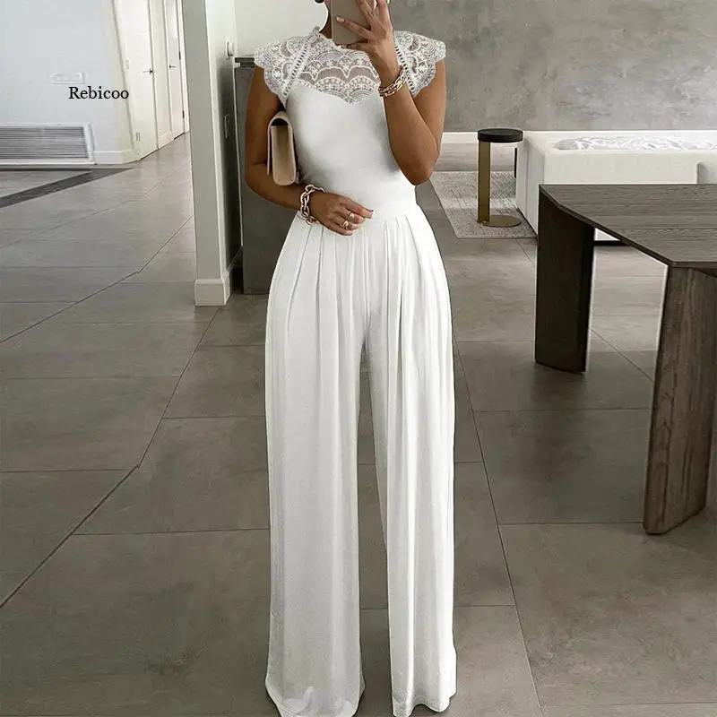 Elegant Office Lady Wide Leg Jumpsuit Sexy Off Shoulder Women Rompers Bodysuit Summer Fashion Striped Printed Overalls Playsuits