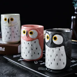 Japanese Owl Cartoon Children's Water Cup Lovely Animal Modeling Creative Christmas Ceramic Mug Art Model Lovers Cup