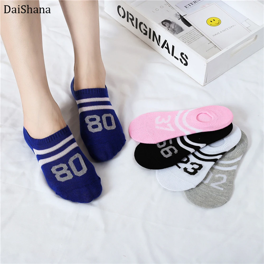 Summer Digital Woman Cotton Invisble Stripe Motion Socks Low Ankle  boy boat Casual slippers comfortable breathable socks 1Pair.