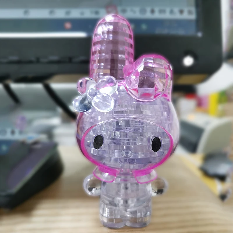 Conejo 3D DIY para niños y niñas, juguetes educativos, rompecabezas de cristal, modelo ensamblado, novedad