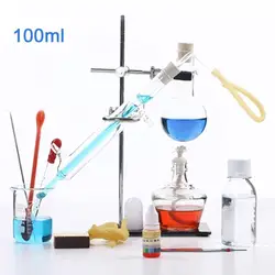 100ml-2000ml New Lab Essential Oil Distillation Apparatus Water Distiller Purifier Glassware Kits W/Condenser Pipe Full Sets