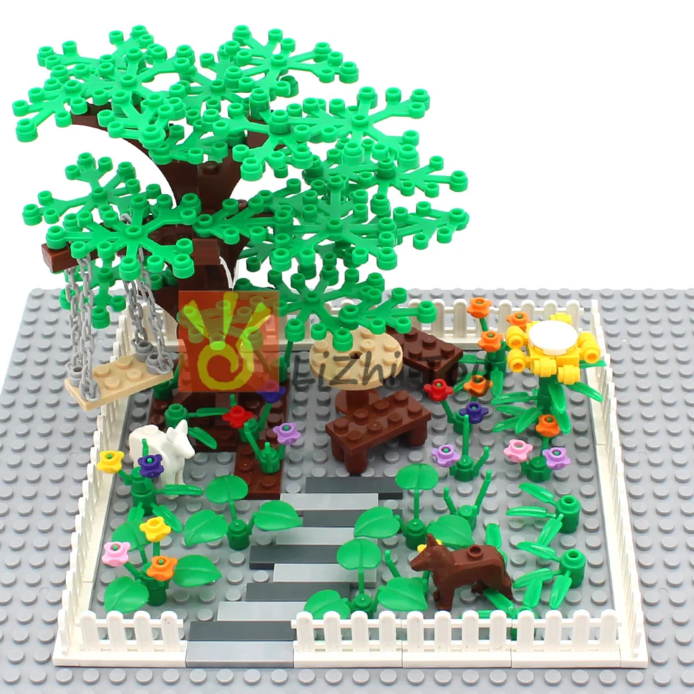 City Garden DIY Brick Parts Plants Tree Flowers Yard MOC Building Blocks Compatible with Friends Street View Block Accessories