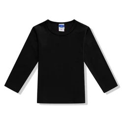 Black Long Sleeve Blank Boy Girl Basic T Shirt Boys Black White Undershirt Kids Clothes 2 3 4 6 8 10 Years Old KT-1583