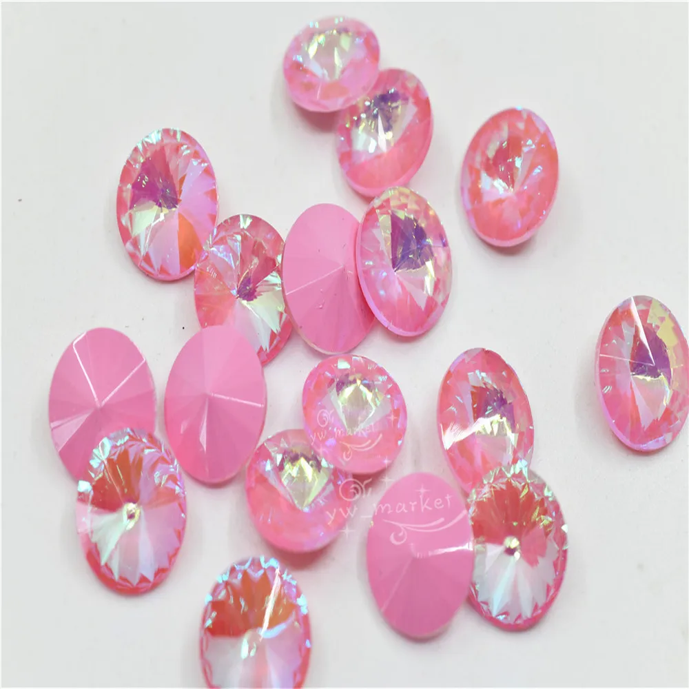 pink mocha ab home decoration beads Rhinestones  Rivoli horse eye  drop Pointback  Glue on Jewelry beads