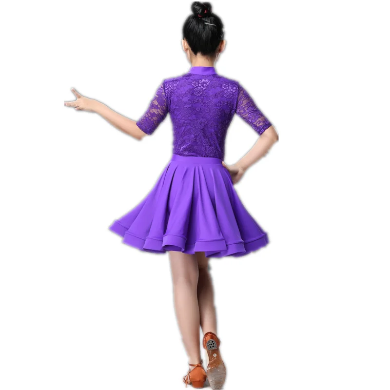 Children Latin Dance Dress Purple Lace Dress Dance Costume Girls Dance Dress Professional Competition Kids Dresses For Girls