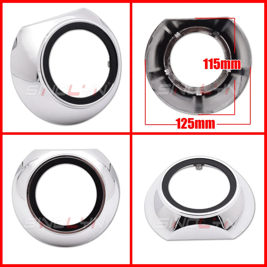 Sinolyn 2.5/3.0 Headlight Lens Dust Bezel Shrouds For LED HID Projector Lens For WST/Hella 3R G5/Q5 Bezels Car Accessories