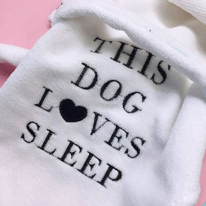 Pet Dog Hooded Nightgown Pajamas Puppy Clothes Soft Pets Dogs Cat Coat Costume White Robe Coral Bathrobe Dog Bathrobe Pajamas