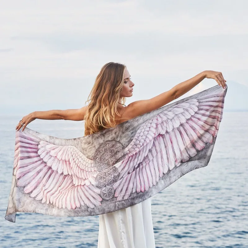 Boho Feather Wings bikini Cover-ups Holiday Clothing Tunic Women Summer Kimono Beach Wear Swim Suit Cover Up