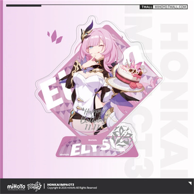 Anime Game Honkai Impact 3 COSPLAY Elysia 2021 Birthday Gift Box Christmas Gift Badge Pendant Character Stand Three-Piece Set