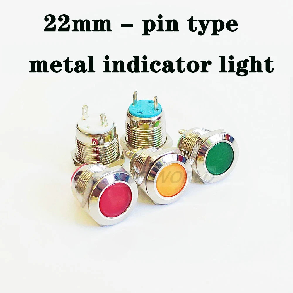 

22mm waterproof Signal indicator lamp LED Metal Indicator light LIGHT 5V 12V 24V 220V pin type connector light for motor bike