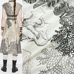 Europe And America Fashion Branches And Octopus Printed Cotton Fabric For Women Dress Blouse Pants Stoffa Tuch Ткань DIY Cloth