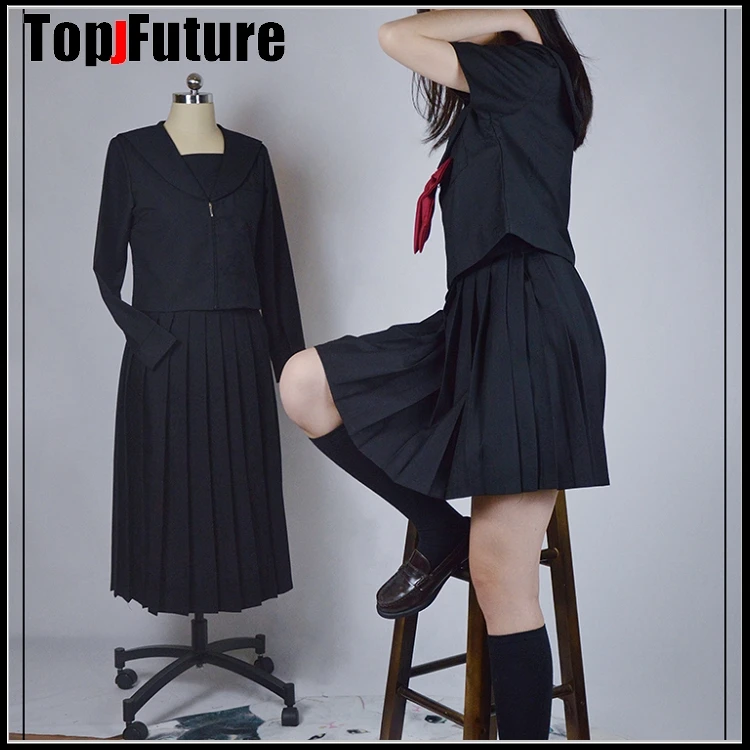 Uniforme Escolar de estilo universitario para estudiantes japoneses, traje de uniforme JK de chica mala, traje de sailor GIcosplay de color negro oscuro