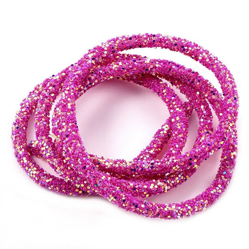 10 Yards 6mm Glitter Sequins Rhinestones Soft Tube Cord Rope String for DIY Sandals Bracelet Garment Collar Craft Supplies