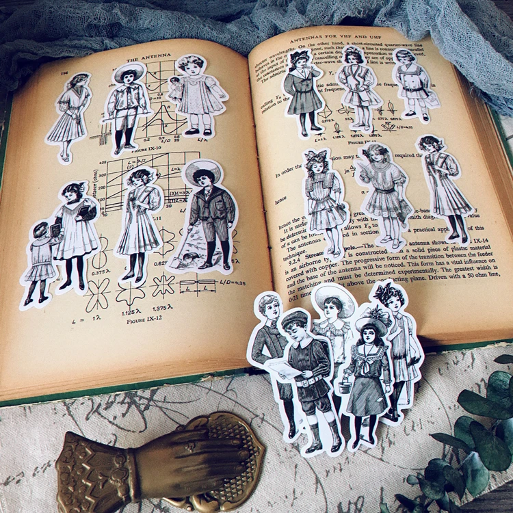 Fashion design noble Boys Girls stickers Junk Journal Planner black white Stickers Scrapbooking diary albums decorative stickers