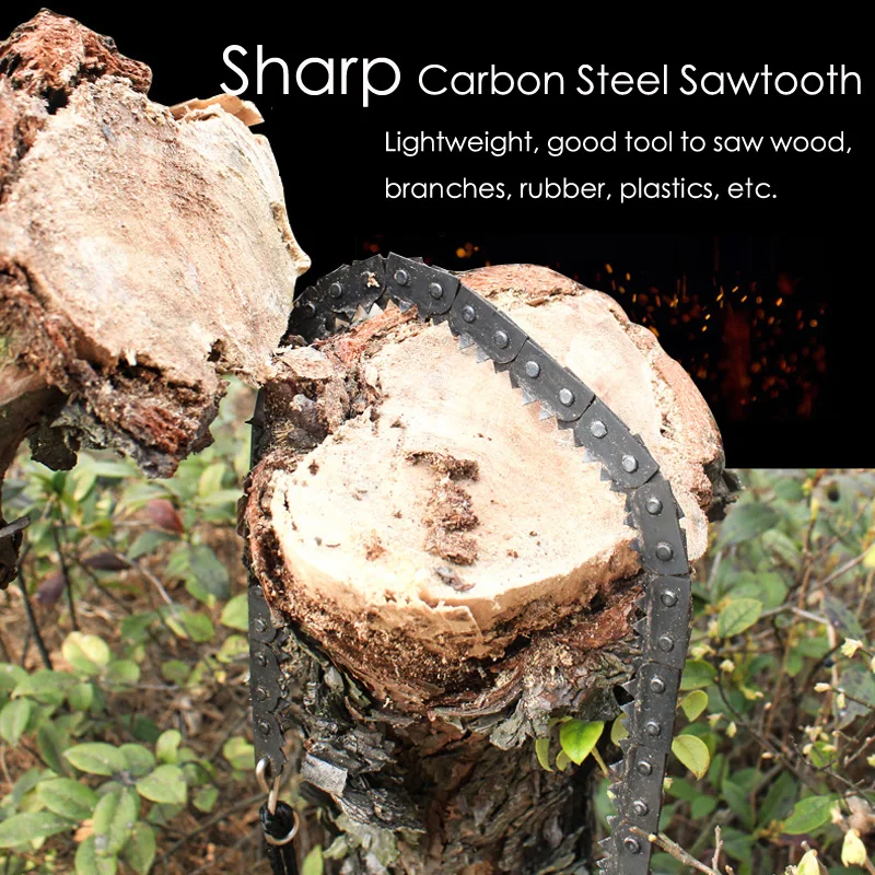 50pcs/lot Portable Chain Saw Sharp Sawtooth Wilderness Survival Manganese Iron Sawing Lightweight Camping Outdoor Cut Wood