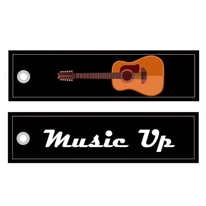 MiFaViPa 1 PC Embroidery Guitar Keychain Porte Fashion Trinkets Gift Motorcycle Car Key Accessories Music Lover Key Ring
