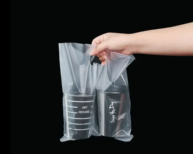 Disposable single cup double cup portable bag beverage packaging bag juice takeaway plastic bag SN1992