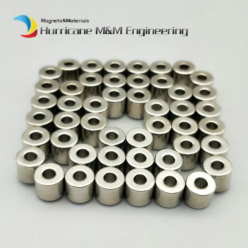 50pcs Diametrically NdFeB Magnet Ring Dia. 7.2x3x6.3 mm Tube Magnetized N42 Neodymium Permanent Rare Earth Magnets