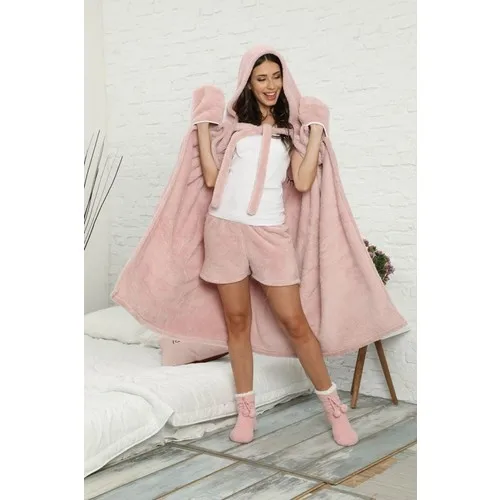 Black Pearl Hooded Blanket With Embroidery 1051822