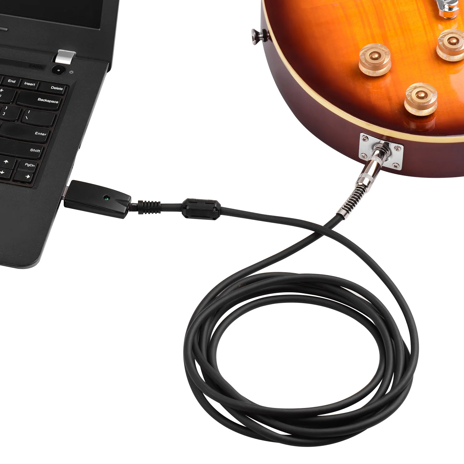 USB Guitar Andio Cable USB Male Interface to 6.35mm (1/4inch) Mono Electric Guitar Connection Cable Professional Guitar to PC