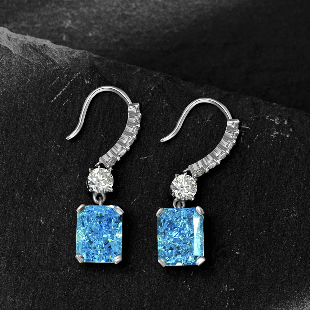00% 925 Sterling Silver Created Moissanite Citrine Gemstone Drop Dangle Hooks Earrings Fine Jewelry Wholesale