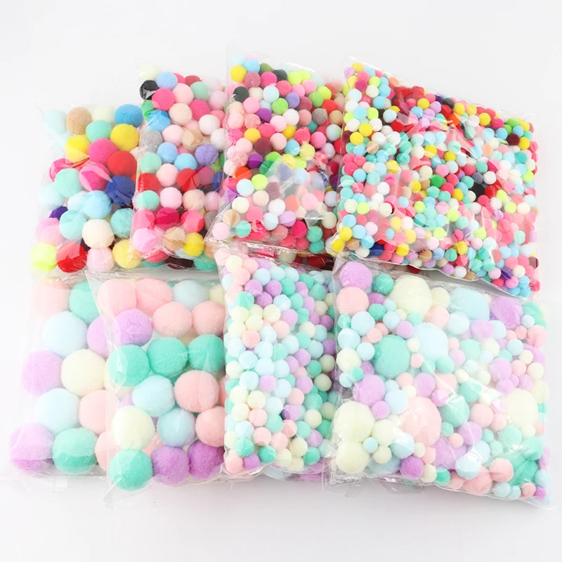 2000pcs Macaron Pompoms Balls 8/10/15/20/25/30mm Mini Fluffy Soft Pom Poms Handmade Toys Wedding Decor DIY Sewing Craft Supplies