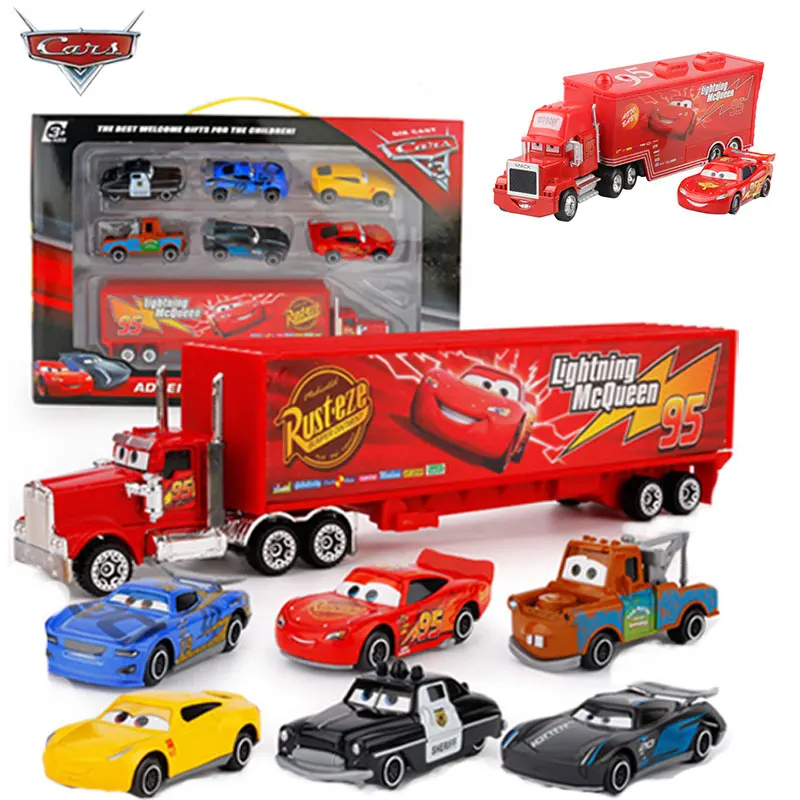 Disney Pixar Cars 2 3 Toys Lightning McQueen Jackson Storm Mack Uncle Truck 1:55 Diecast Model Car Toy Children Birthday Gifts