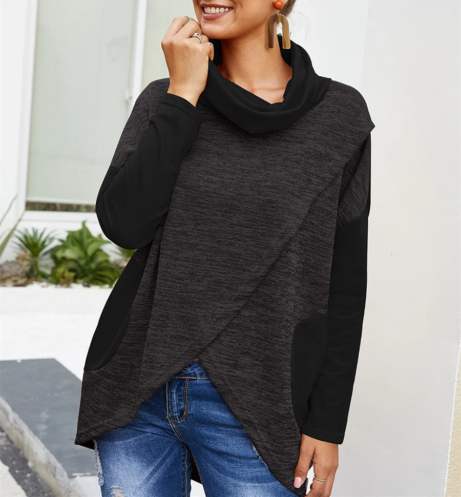 

2019 High St Color Contrast Patchwork Hoodie Women Autumn Winter Loose Long Sleeve Pullover Pocket Hoodies Female Coat 01012