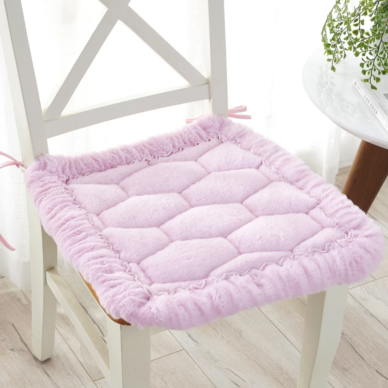 

Solid Winter Seat Cushions Fluffy Throw Pillow Super Soft Thicken Chair Cushion Home Office Decoration Cushion Warm Sit Pad