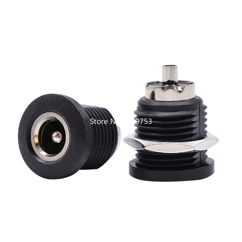 5PCS DC Power Female Socket 5.5*2.1mm 5.5*2.5mm Thread DC Interface JACK DC-022D Socket Black Waterproof Cap DC022D
