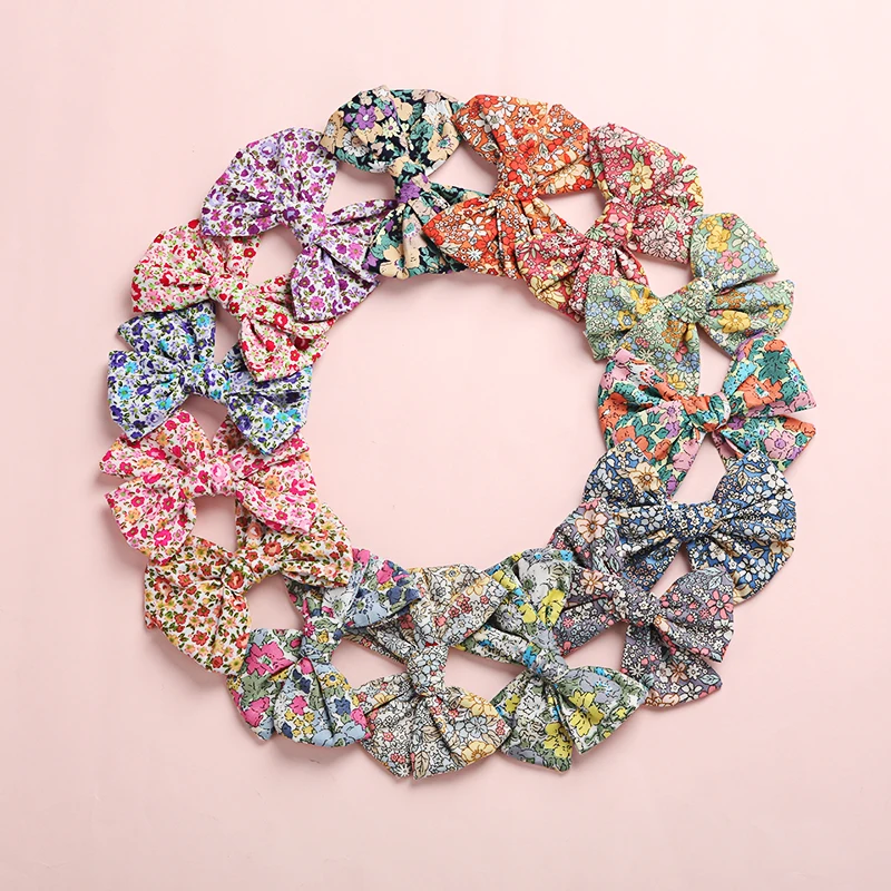 Baby Hair Clips Big Bows School Girls Hair Accessories kids Hairpin Printing Children Handtied Barrette Cotton Linen Hairgrips