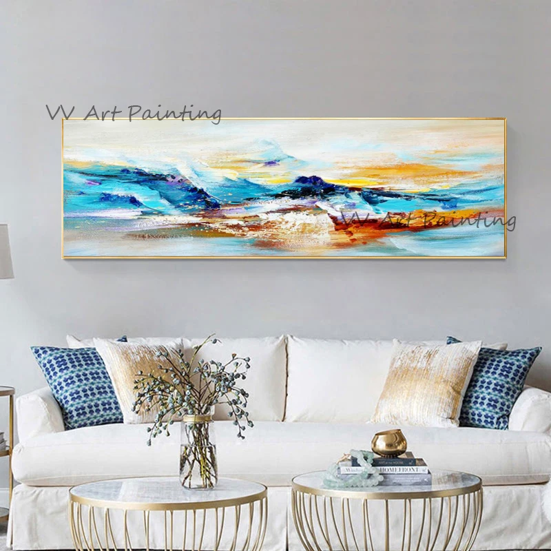 

Handmade Modern Landscape Mountain Canvas Paintings Color Nature Wall Art Posters Cloud Picture for Living Room Home Decoration