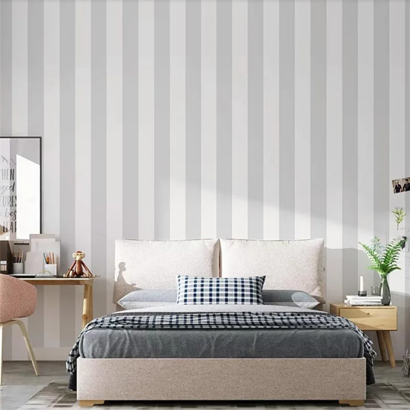 Nordic style ins modern minimalist gray black and white vertical stripes wallpaper living room bedroom clothing store wallpaper