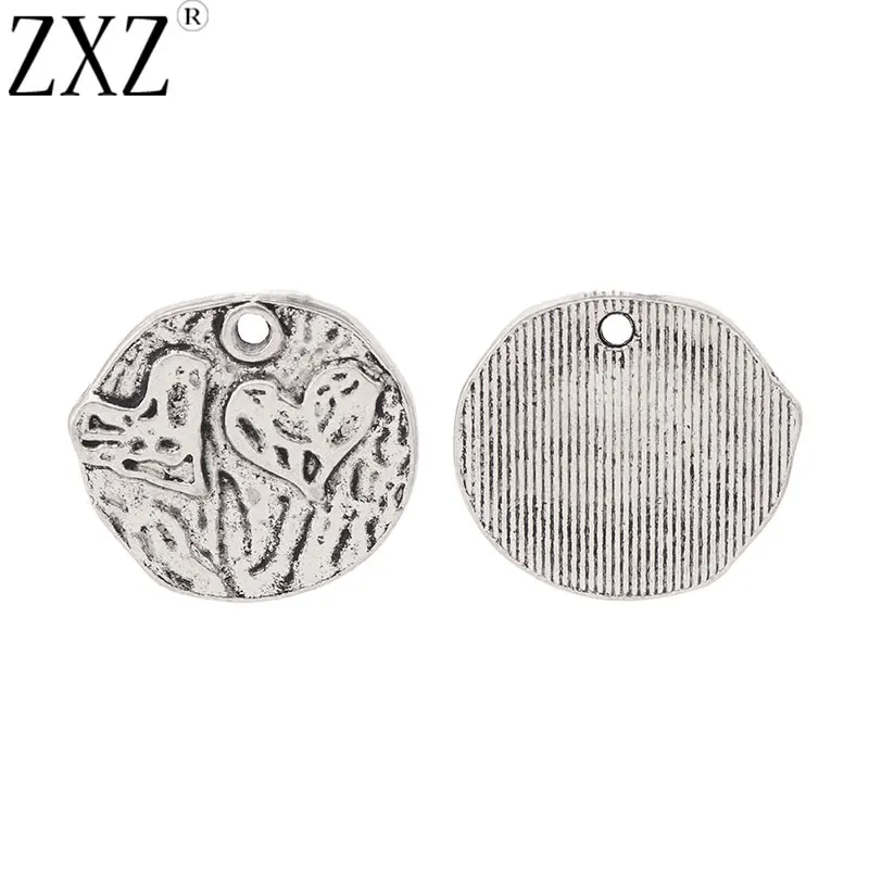 

ZXZ 20pcs Tibetan Silver Tone Hammered Double Heart Charms Beads for Bracelet Necklace Jewelry Making Findings 20x18mm