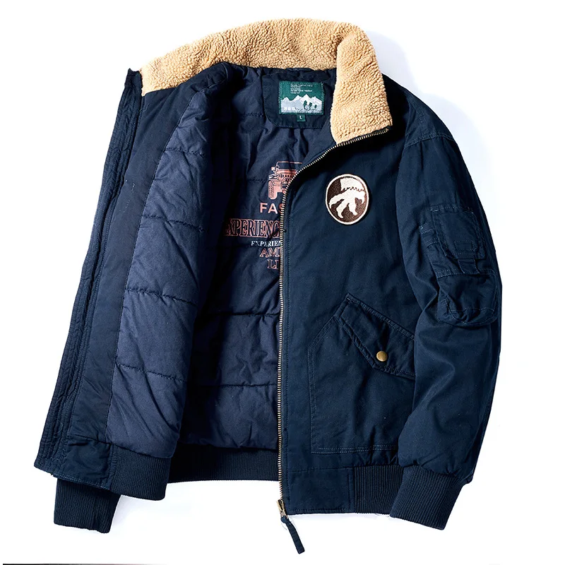 Giacca invernale da uomo parka spessore caldo collo di lana cappotti Bomber militare cappotto imbottito in cotone abbigliamento uomo taglie forti M-5XL