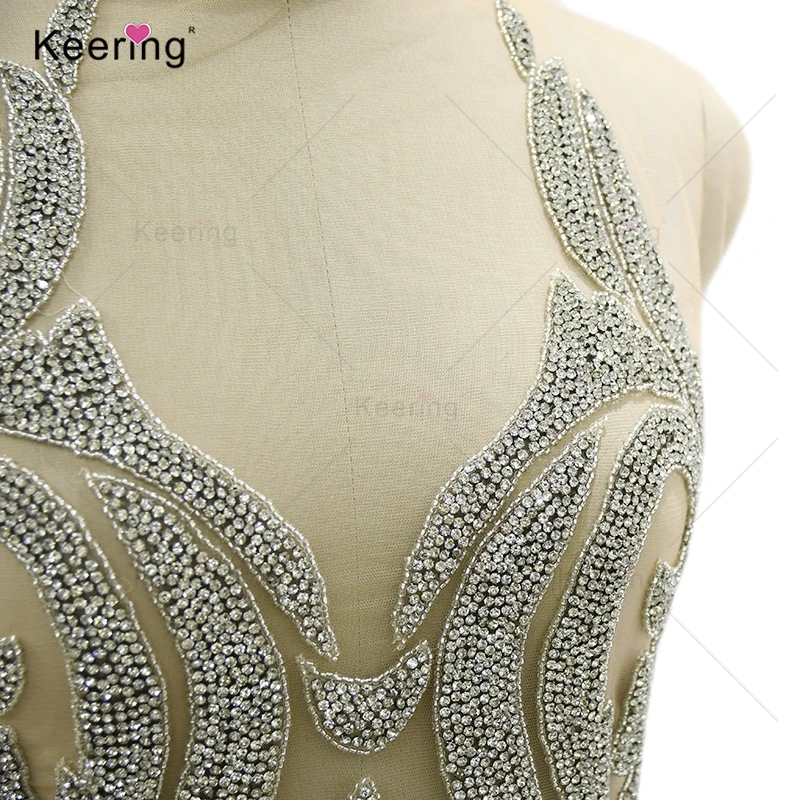 Imagem -05 - Keering-sexy Silver Rhinestone Body Applique para Vestido de Festa Novo Design Wdp394